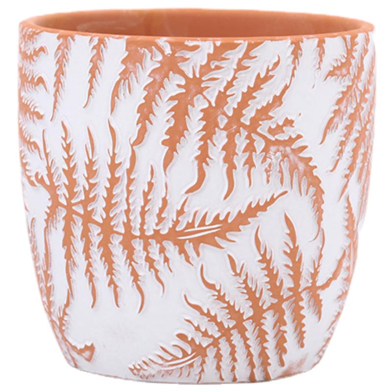 陶TVC土机雕青松纹理花盆北风创意有脚底多肉红绿萝欧盆栽透气座