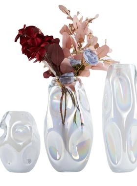 轻奢五彩炫彩吸窝花瓶琉璃摆件样板间家居花器卧室装饰品工艺品