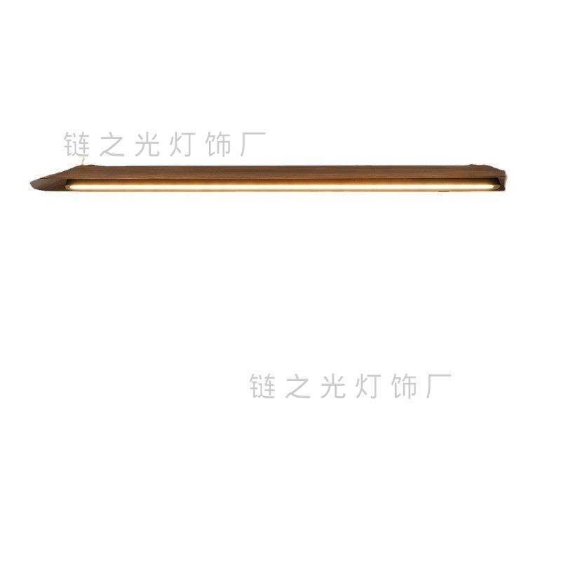 个性新中式极简实木led餐厅吧台一字吊灯茶室办公室北欧长条灯具
