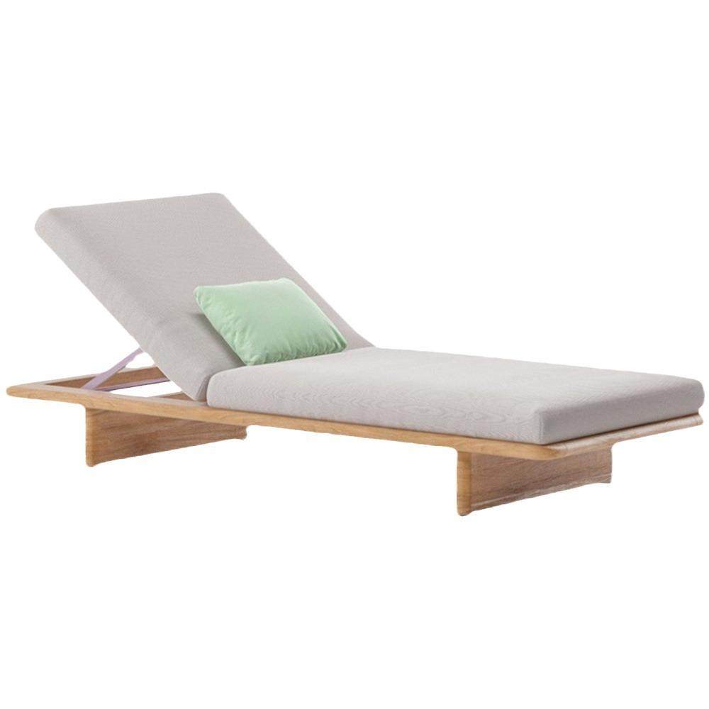 户外柚木躺床庭院室外阳台别墅实木躺椅游泳池度假岛休闲沙滩椅