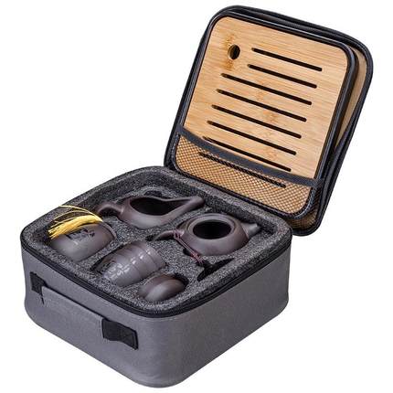 紫砂旅行功夫茶具套装便携收纳一壶四杯公司活动整套礼品LOGO