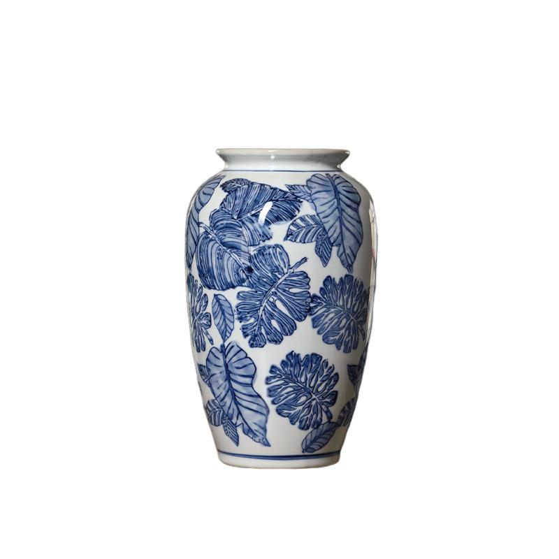 乡美裂式村复古陶瓷花瓶VLM青花瓷冰纹花瓶水网红款客培厅装饰品