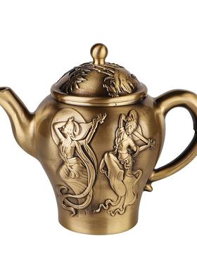 黄铜龙凤小茶壶客厅茶几喝茶铜创意鸳鸯小茶壶小铜器义乌小商品