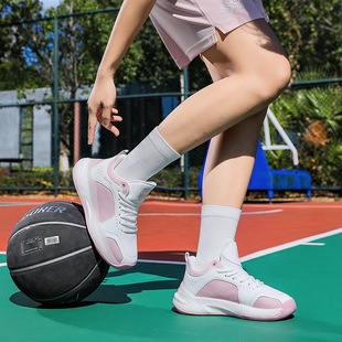 贝踏篮球鞋女款爆米花鞋底防滑耐磨减震高帮运动鞋女生跑步轻便缓