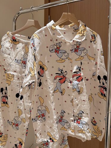 夏季纯棉双层纱家居服套装可外穿
