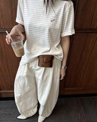 夏季鸡蛋家撞色爱心条纹T恤