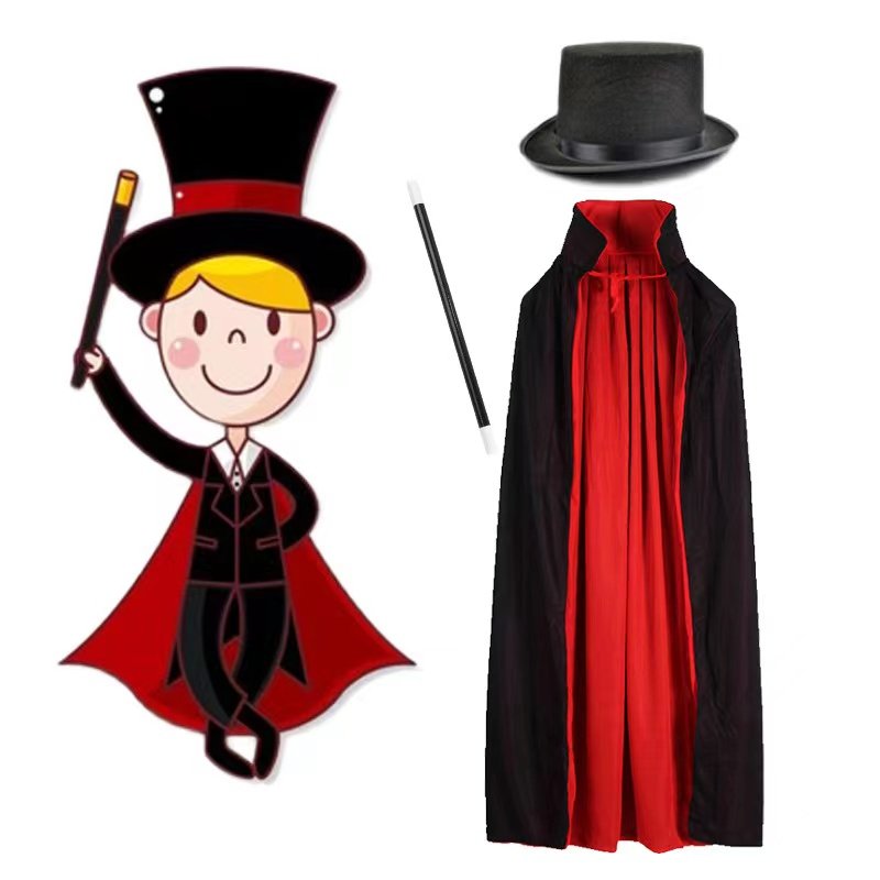 魔术师演出服成人 儿童魔法师的帽子万圣节双面披风舞台演出服装,模玩/动漫/周边/娃圈三坑/桌游,魔术套装,淘宝优惠券,粉丝福利购,淘宝优惠卷