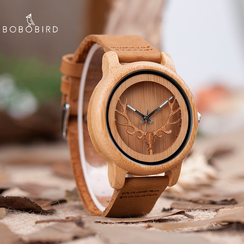 bobobird波波鸟镂空鹿头无刻度手表男中学生韩版小众设计竹木表女