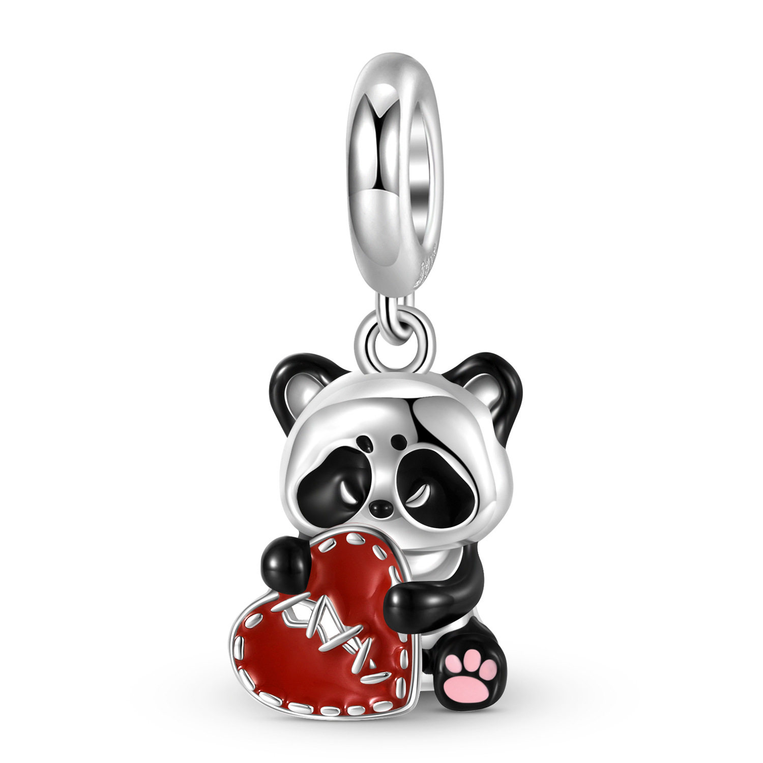可爱熊猫吊坠pandaS925纯银情人节手链配件小清新动物饰品坠子