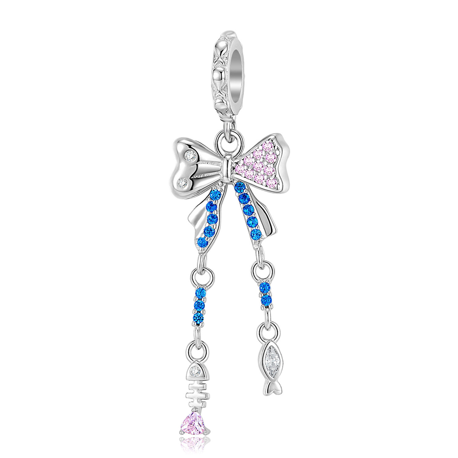 创意鱼骨蝴蝶结吊坠S925纯银蓝色手链项链diy串珠饰品配件,饰品/流行首饰/时尚饰品新,银饰吊坠,淘宝优惠券,粉丝福利购,淘宝优惠卷