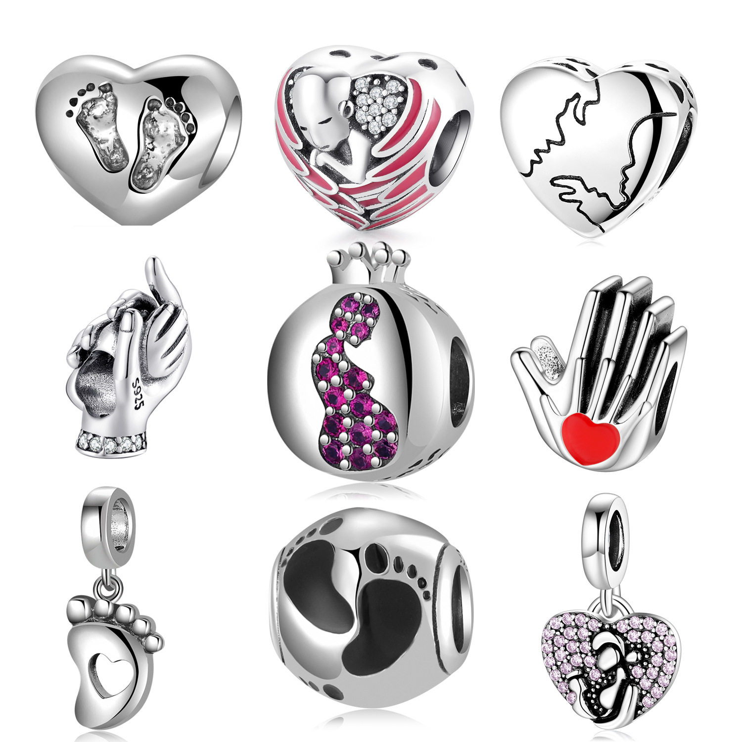 S925纯银珠子 创意母爱爱心系列串珠吊坠 DIY手链配件散珠银饰品,饰品/流行首饰/时尚饰品新,银饰吊坠,淘宝优惠券,粉丝福利购,淘宝优惠卷