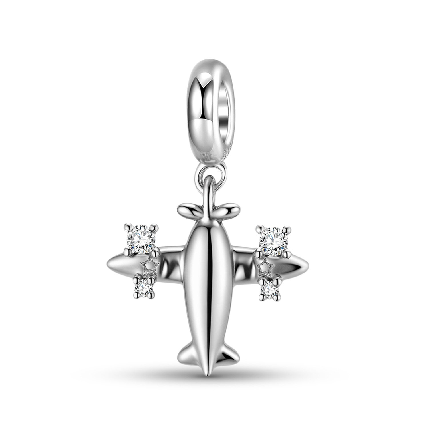 时尚简约素银飞机吊坠S925纯银镶嵌锆石手链diy饰品配件吊饰串珠,饰品/流行首饰/时尚饰品新,银饰手链,淘宝优惠券,粉丝福利购,淘宝优惠卷