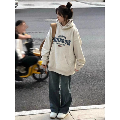 小众宽松oversize美式高街帽衫女