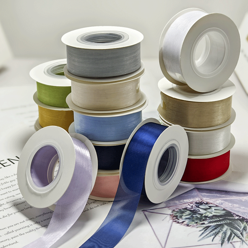 2.5cm真丝牛奶丝带蛋糕装饰ins灰色百搭圣诞丝带礼物包装发饰材料