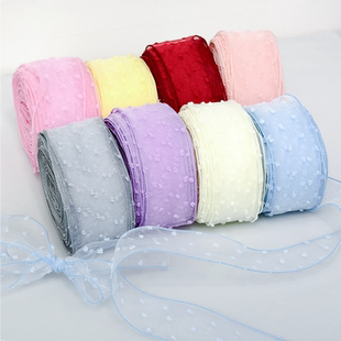 点点泡泡纱5cm拷边纱韩版 鱼尾纱手工diy发饰配件蝴蝶结材料丝带