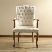 美式 乡村布艺实木拉扣沙发椅 复古做旧咖啡厅阳台家用电脑书房椅