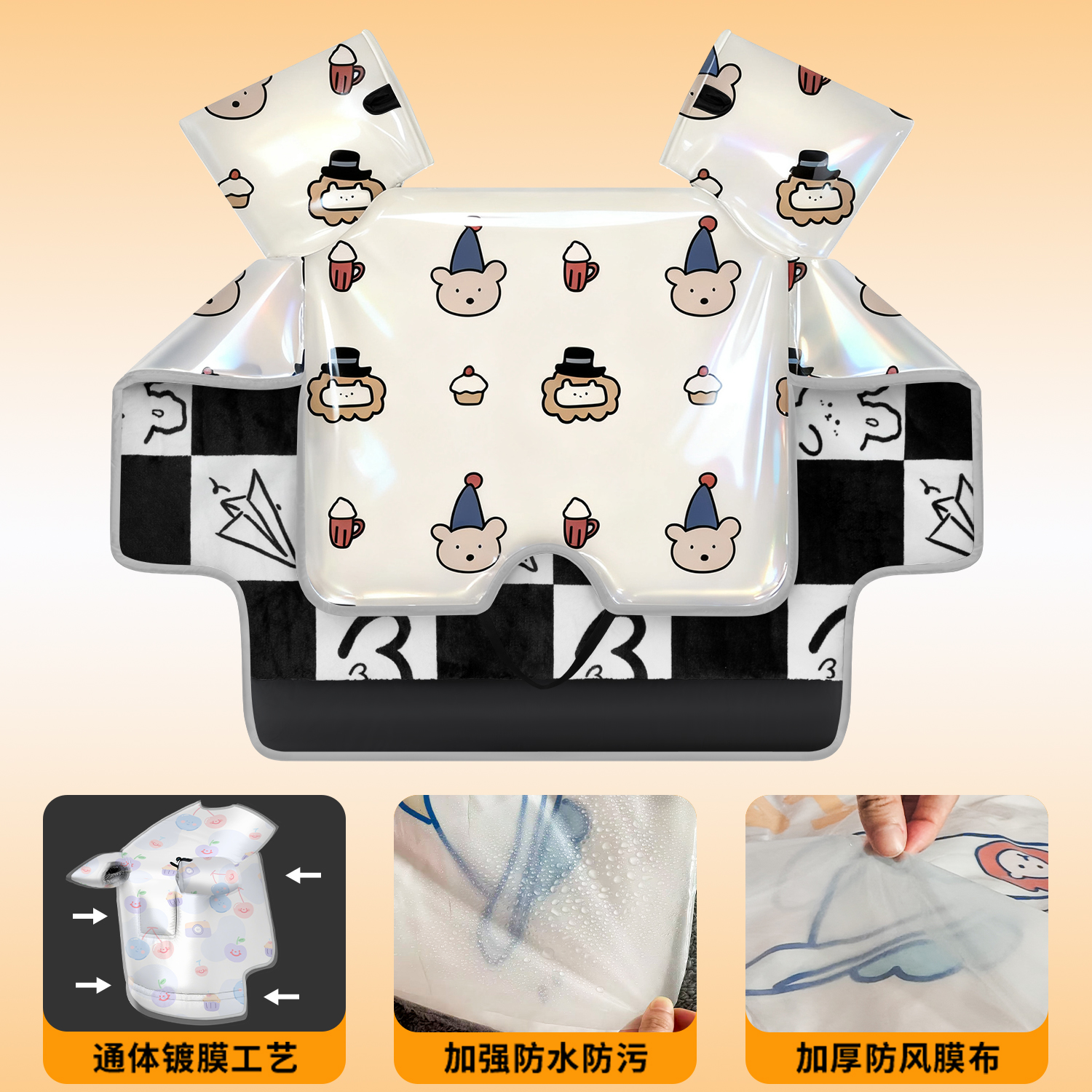 电动车双面防水加绒加厚