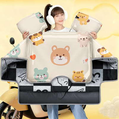 新款电动车挡风被冬季加绒加厚覆膜双面防水防风罩电瓶车保暖通用