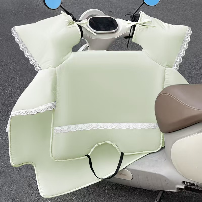 花边电动车挡风被冬季加绒加厚电瓶车防风罩冬天双面防水四季通用