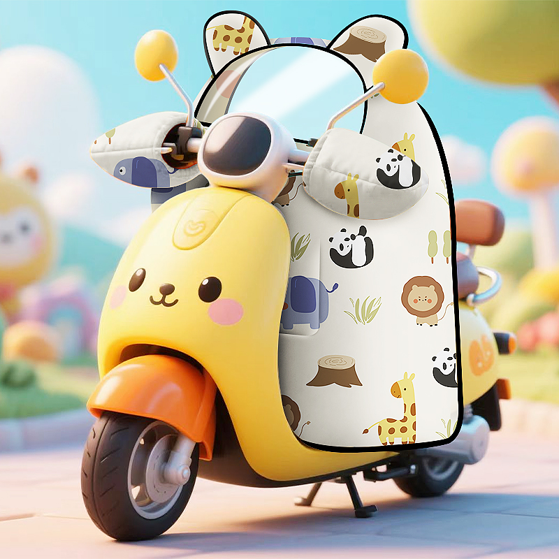 2025新款电动车挡风被冬季加绒加厚亲子款分体电瓶防风防寒防水罩