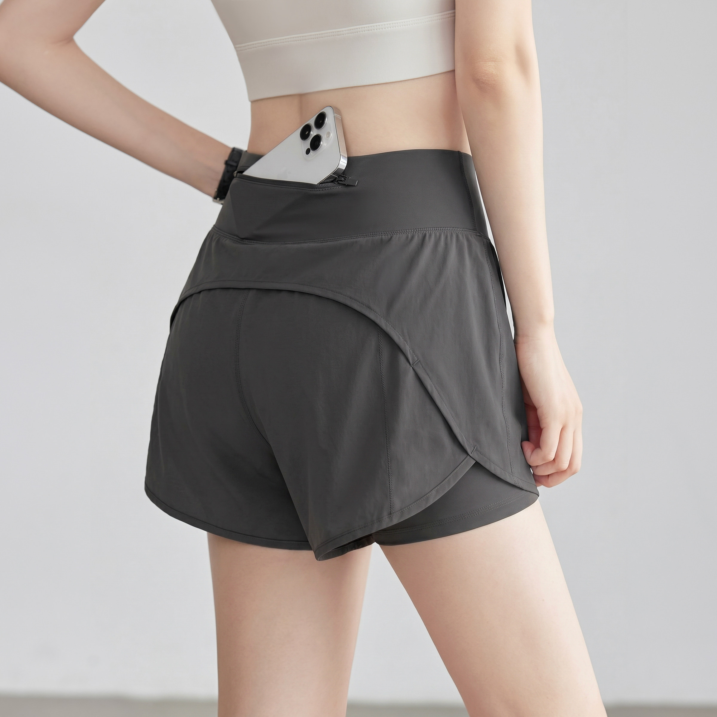 假两件运动短裤女高腰收腹防走光
