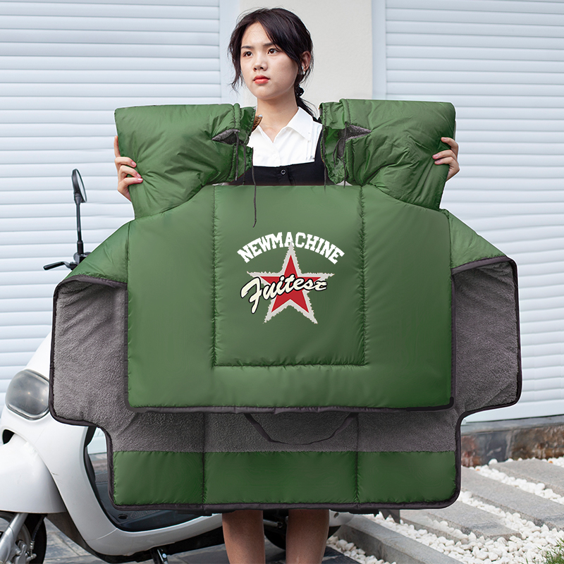 加绒加厚电动车挡风被连体