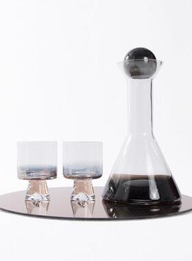 意式轻奢红酒玻璃醒酒器道具现简约软装饰品样板房客厅酒柜摆件