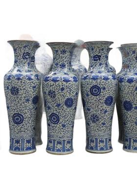 陶瓷工艺品摆件仿古手绘青花裂纹落地陶瓷大花古典装饰摆设