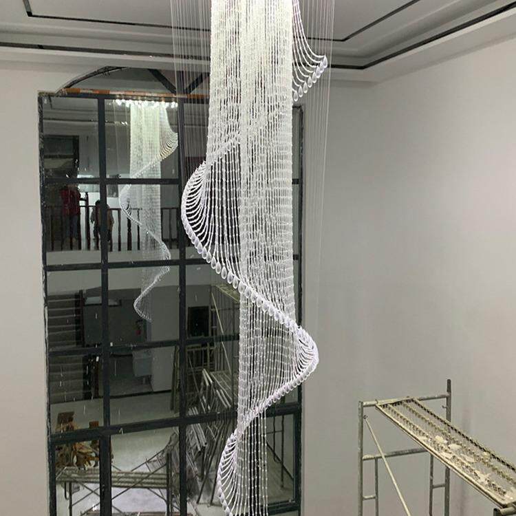 复式楼大吊灯楼梯间灯长吊灯现代简约别墅客厅大厅楼中楼水晶吊灯