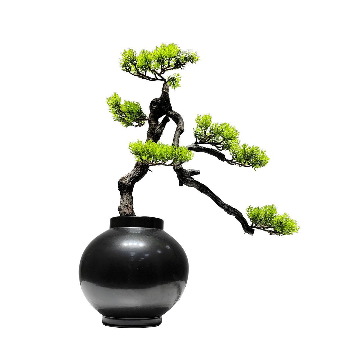 仿真迎客松盆景摆件绿植客厅室内装饰品松树样板间景观新中式摆设