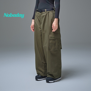 Nobaday单板滑雪裤宽松防风防水户外美式牛油果绿休闲运动工装裤