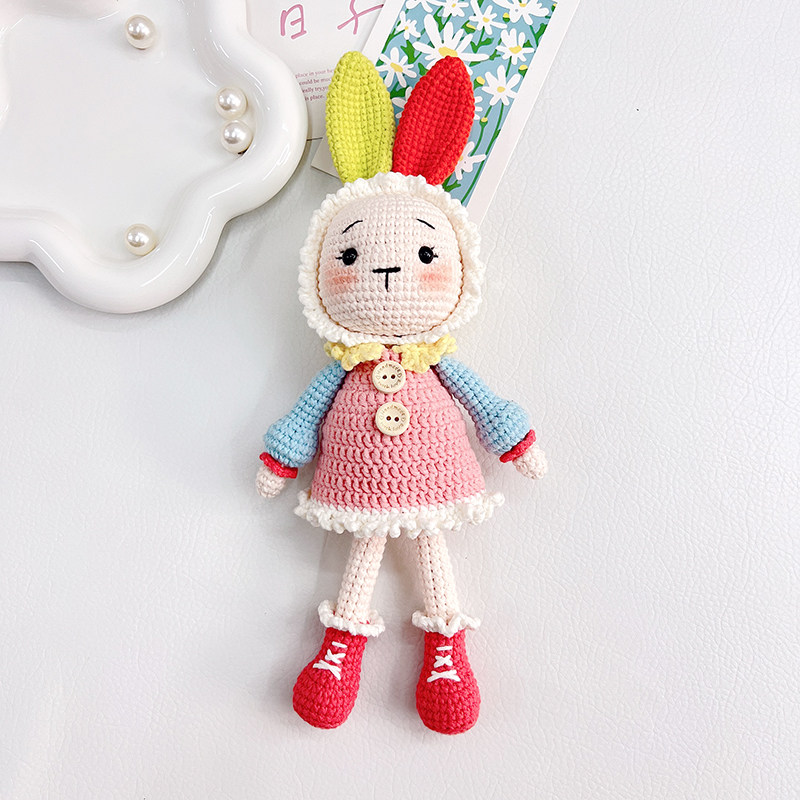 马卡龙小兔子卡通安抚玩偶手工编织毛线diy材料包自制礼物成品