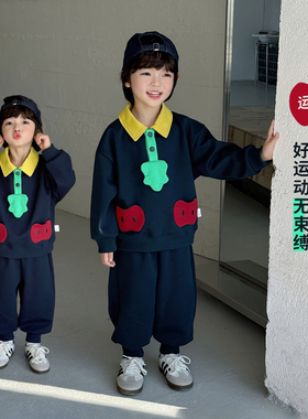 儿童春装男童套装运动衣服2026春季新款男孩开春穿搭两件套学院风
