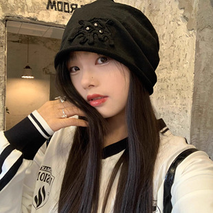 日系氛围感堆堆帽女春夏2025新款 大头围显脸小慵懒风宽松包头帽子