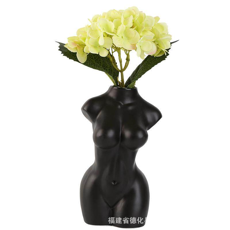 创意欧式黑白色陶瓷花瓶摆件创意人体工艺品家居饰品电视柜摆件,家居饰品,花瓶,淘宝优惠券,粉丝福利购,淘宝优惠卷