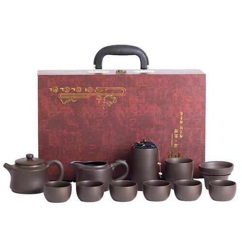宜兴原矿紫砂茶具套组高档礼盒手工茶壶西施壶礼品雕刻LOGO定制