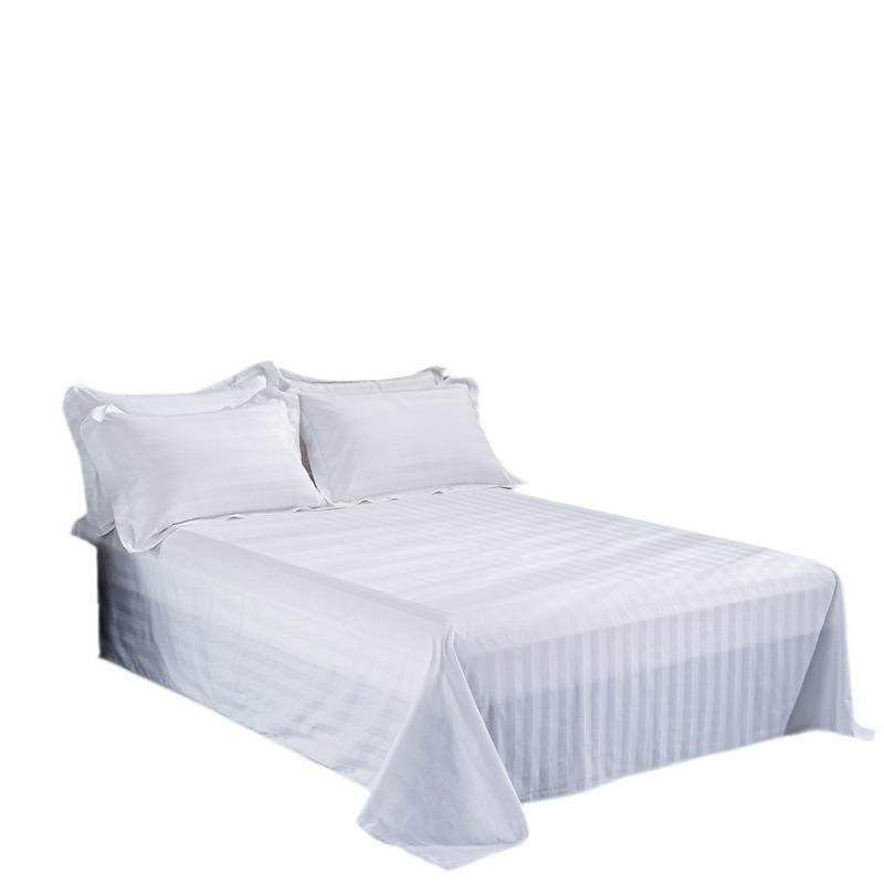 宾馆四件套酒店床上用品全棉民宿旅馆纯棉三公分纯白缎条三件套批,床上用品,酒店床品套件,淘宝优惠券,粉丝福利购,淘宝优惠卷