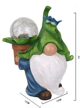 太阳能花园树脂摆件小矮人呼啦圈无脸老人树脂装饰玻璃球灯