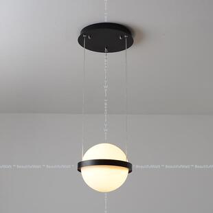 极简风吧台植物吊灯床头样板房创意简约亚克力球音乐餐厅展厅吊灯