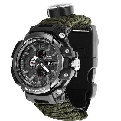 G7荒野求生户外登山攀岩旅行深度防水手表多功能LED灯伞绳手表