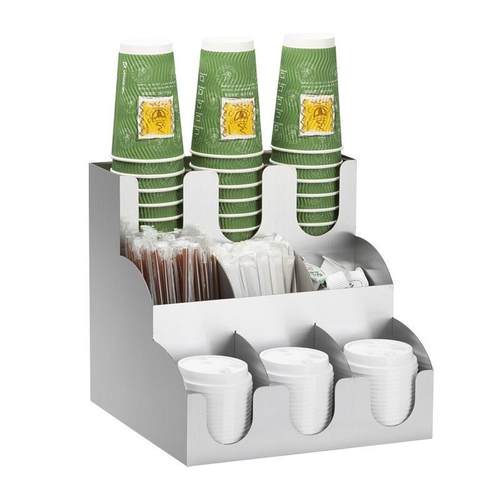 多功能一次纸杯架黑三层九格糖包吸管收纳盒吧台奶茶店置物架工厂