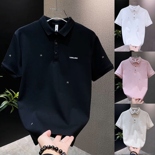 新款 潮牌男士 T恤衫 ins轻奢男装 潮流修身 polo刺绣短袖 夏季 简约时尚