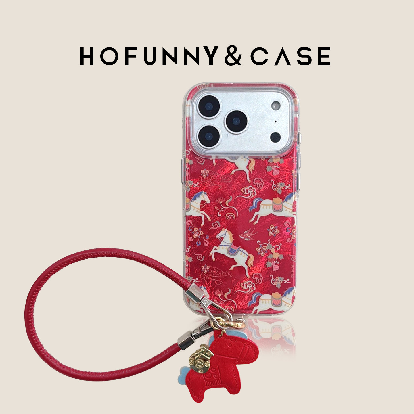 新年红色好运招财祥云图腾小马挂绳适用iPhone17Promax苹果16ProMax手机壳15Pro卡通防摔14Promax保护套圆边,3C数码配件,手机保护套/壳,淘宝优惠券,粉丝福利购,淘宝优惠卷