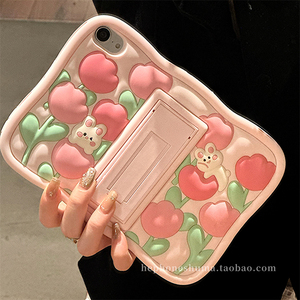 粉花朵兔子适用ipad保护套支架2021pro硅胶9.7寸苹果平板air3/5软壳mini6防摔新款2022ipad10网红少女款