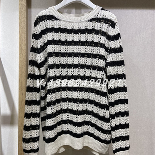 jessyline2024春杰茜莱时尚百搭条纹显瘦套头针织衫411204064-439