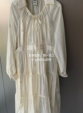 jsister 2024春装专柜JS女装米色浪漫收腰连衣裙 S413211174-1390