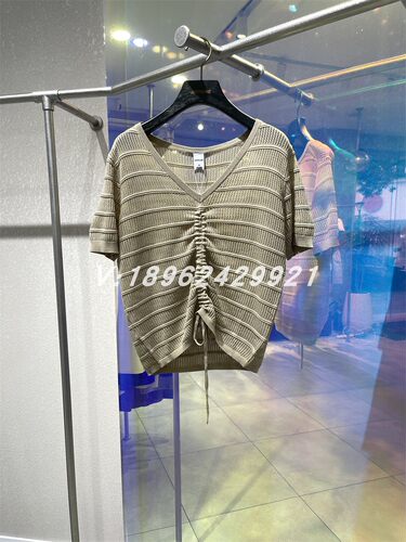 专柜正品杰西莱jessy.line2024夏装针织衫V领绑带422104026-369