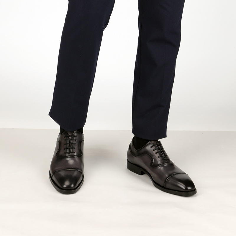 Oxfod三接头手工擦色皮鞋男真皮系带牛津鞋牛皮正V装商务婚宴皮鞋