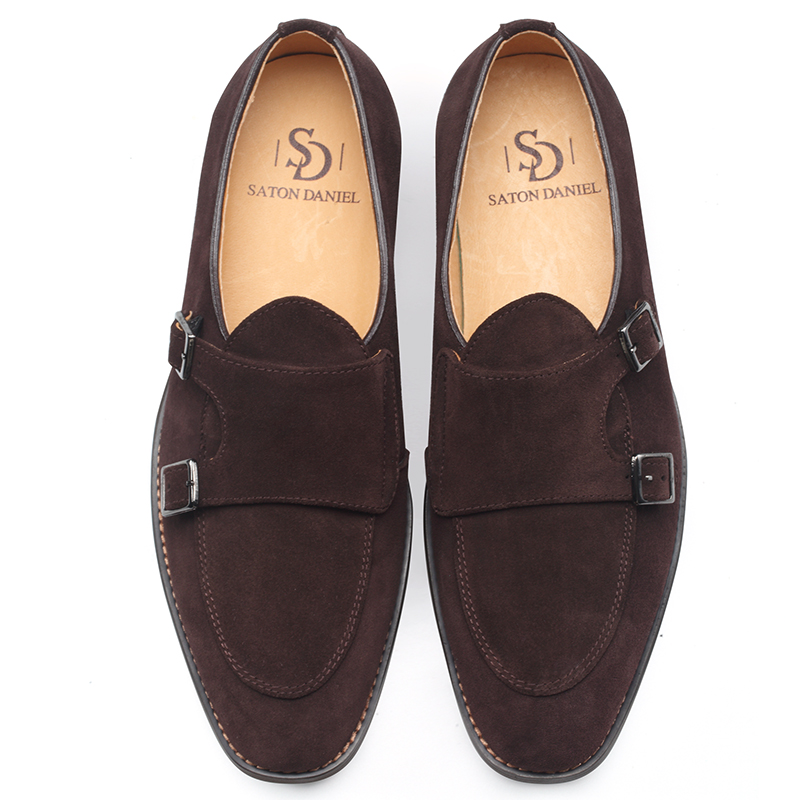 新款翻毛反绒孟克男鞋英伦休闲套脚搭扣韩版潮流透气百搭青年皮鞋