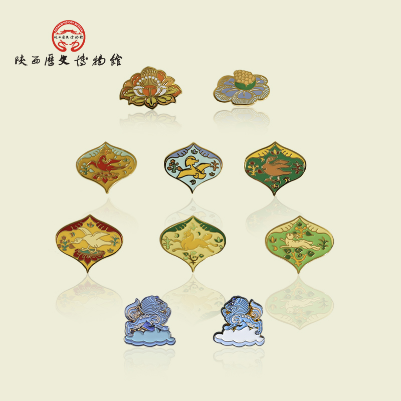 陕西历史博物馆文创铜镀金徽章金属蝴蝶扣胸针生日礼物